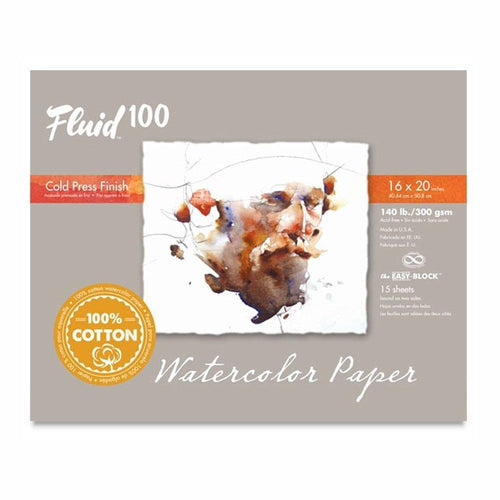 Fluid 100 Watercolor Paper- 140lb Cold Press 16x20 15pg