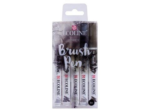 Ecoline Watercolor Brush Pens 5 Pc Grey Tones Set