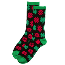 Load image into Gallery viewer, Holiday Socks - Green and Red Clovers v2