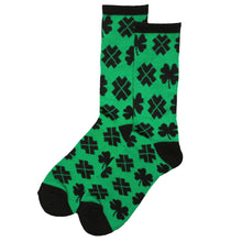 Load image into Gallery viewer, Holiday Socks - Green with Black Clovers