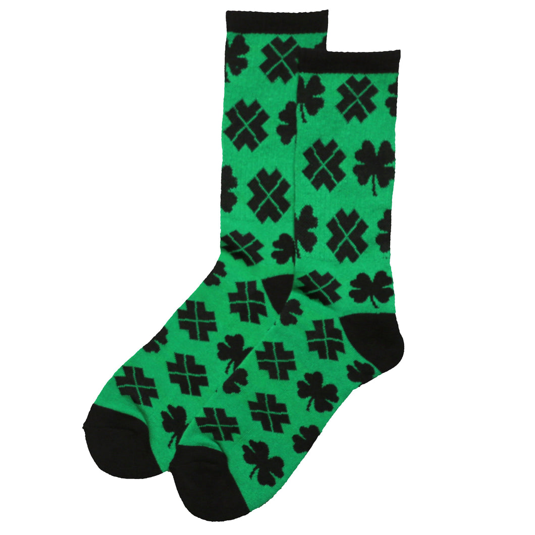 Holiday Socks - Green with Black Clovers