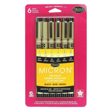 Load image into Gallery viewer, Sakura Pigma Micron All Black 6 Pen Set 1