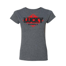 Load image into Gallery viewer, Lucky Supply New Logo T Shirt Gray Womens V Neck - X Large 2