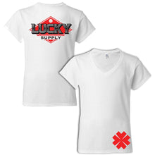 Load image into Gallery viewer, Lucky Supply New Logo Men&#39;s and Women&#39;s T Shirt With Clover on Front 4